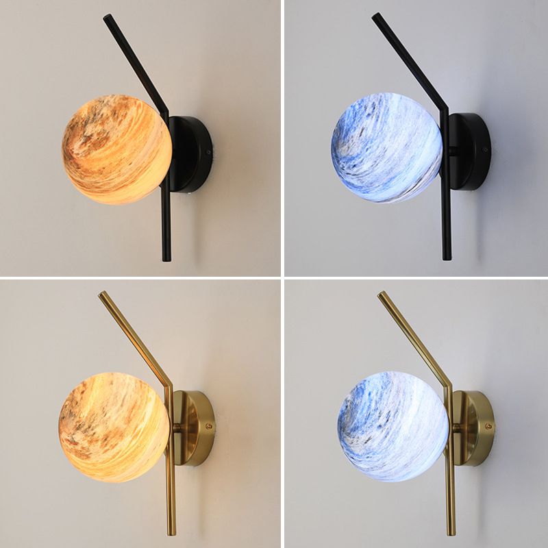 Modernist Wall Sconce Spherical Glass Wall Light Fixture for Dining Room
