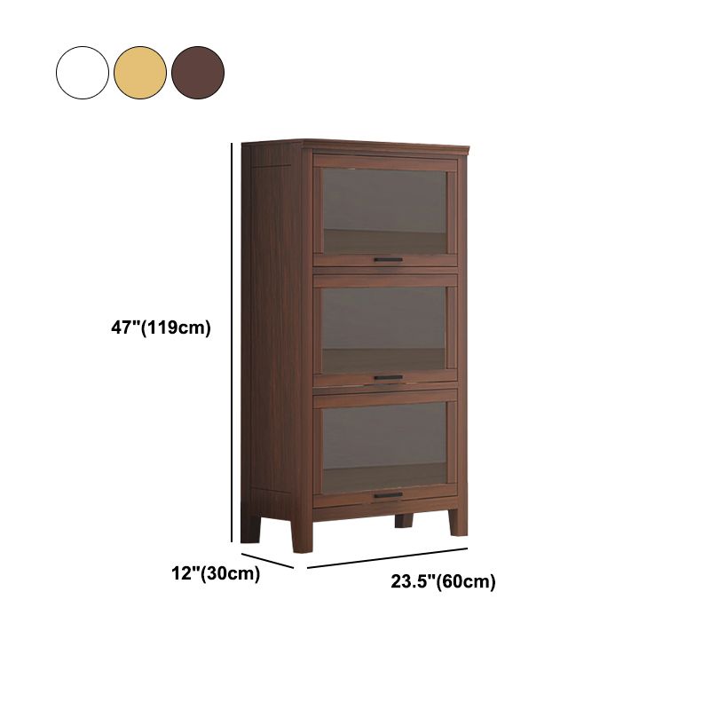 11.81"W Bookcase Contemporary Style Solid Wood Bookshelf for Home Office with Doors