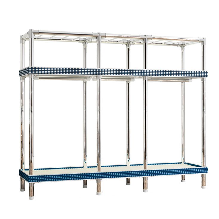 Contemporary Wardrobe Armoire with Shelves Steel Wardrobe Closet