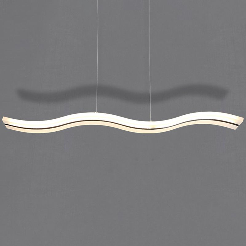 Luz de la isla LED de ola blanca en moderna luz colgante de acero inoxidable de estilo conciso con sombra acrílica