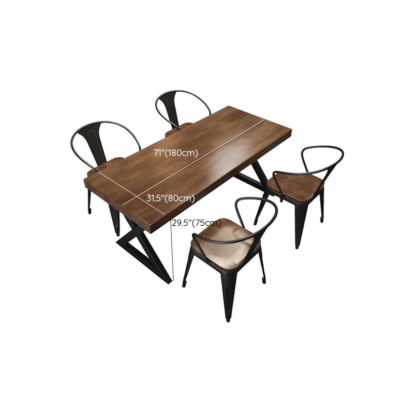Retro Industrial Style Rectangular Solid Wood Dining Table for Coffee House and Milk Tea