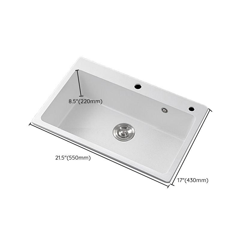 Modern Style Kitchen Sink Overflow Hole Design Drop-In Quartz Kitchen Sink in White
