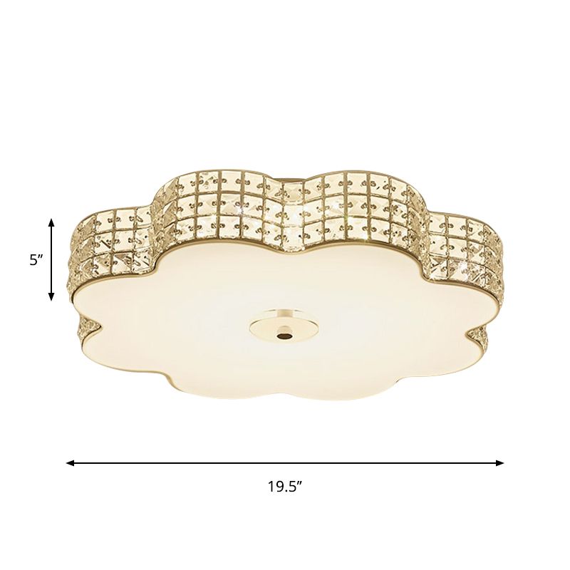 Bloom Living Room Flush Mount Fixture Cur Crystal LED Modernism Ceiling Light in Gold