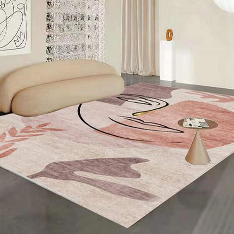 White Color Lump Rug Polyester Simple Rug Stain Resistant Rug for Drawing Room