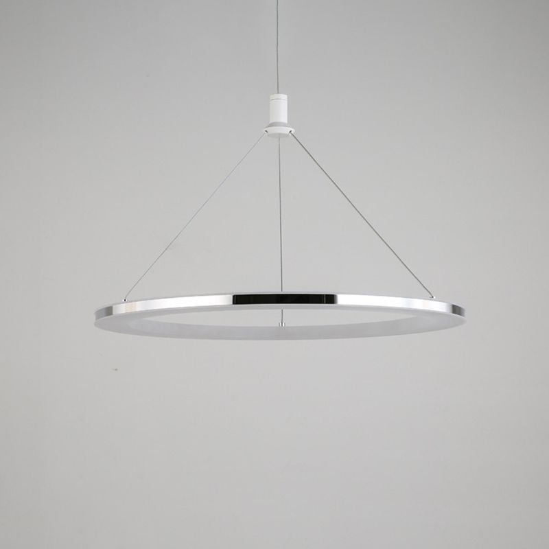 White Ring Pendant Light Fixture Simple 1/3/5-Head Acrylic Ceiling Suspension Lamp, 8"/12" Wide
