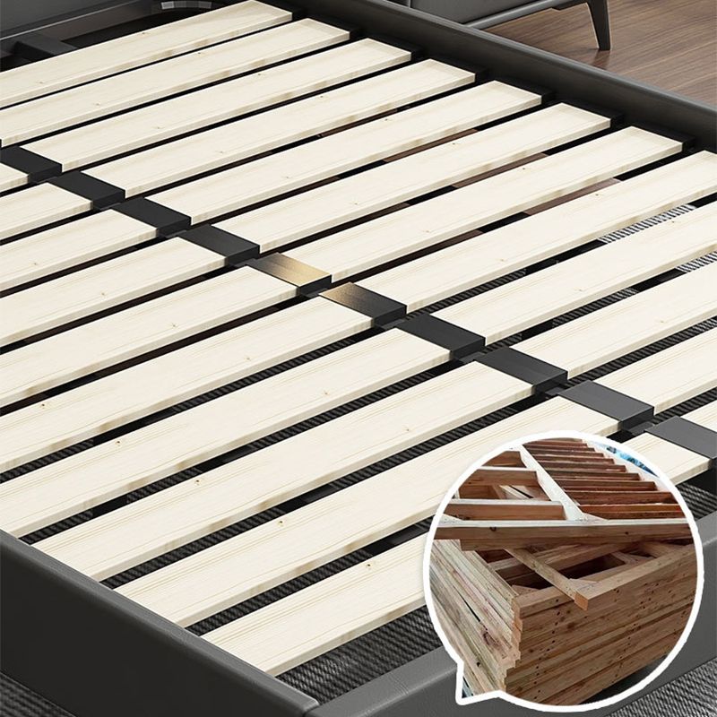 Modern Bed Upholstered Headboard Standard Bed with Metal Legs