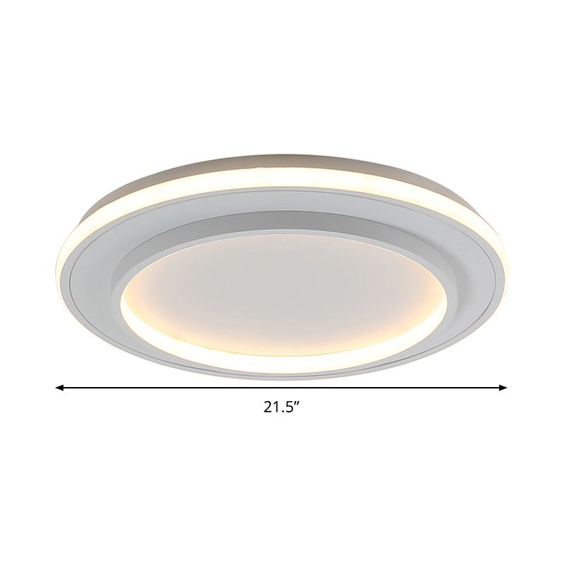 Weiße Scheiben-Unterputzleuchte, einfacher Stil, Acryl, 18"/21,5" breite LED-Deckenleuchte mit warmem/weißem Licht