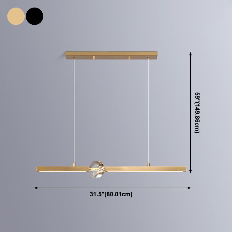 Lámpara moderna lámpara de lámpara de luz de metal lineal con cristal