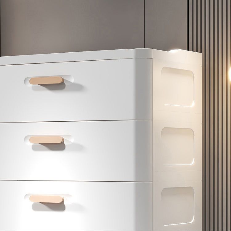 Contemporary Vertical Plastic Kids Nightstand with 5 Drawers for Bedroom