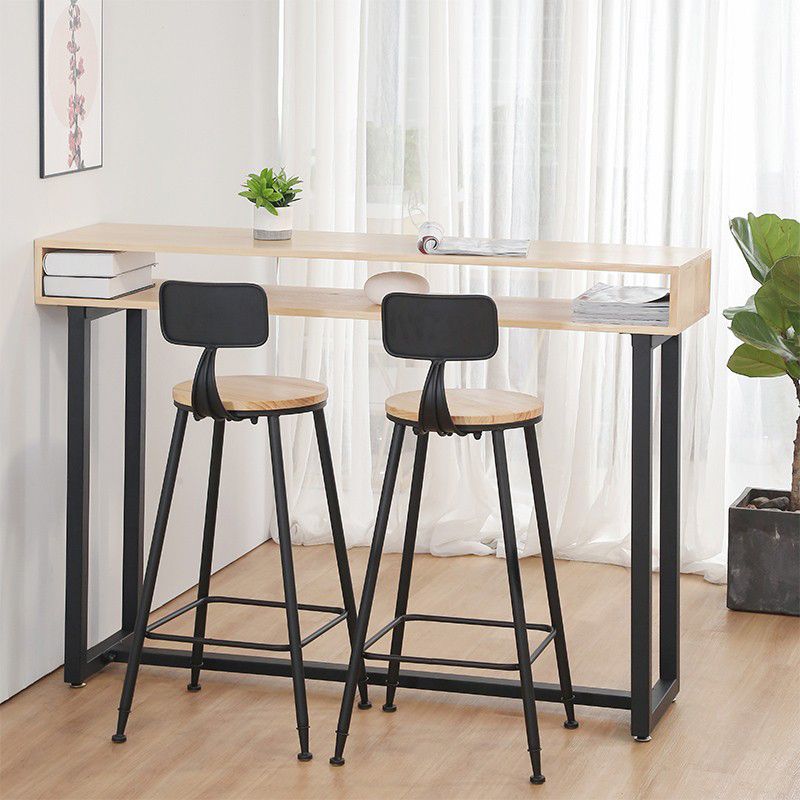 Contemporary Solid Wood Top Rectangle Bar Dining Table for Living Room