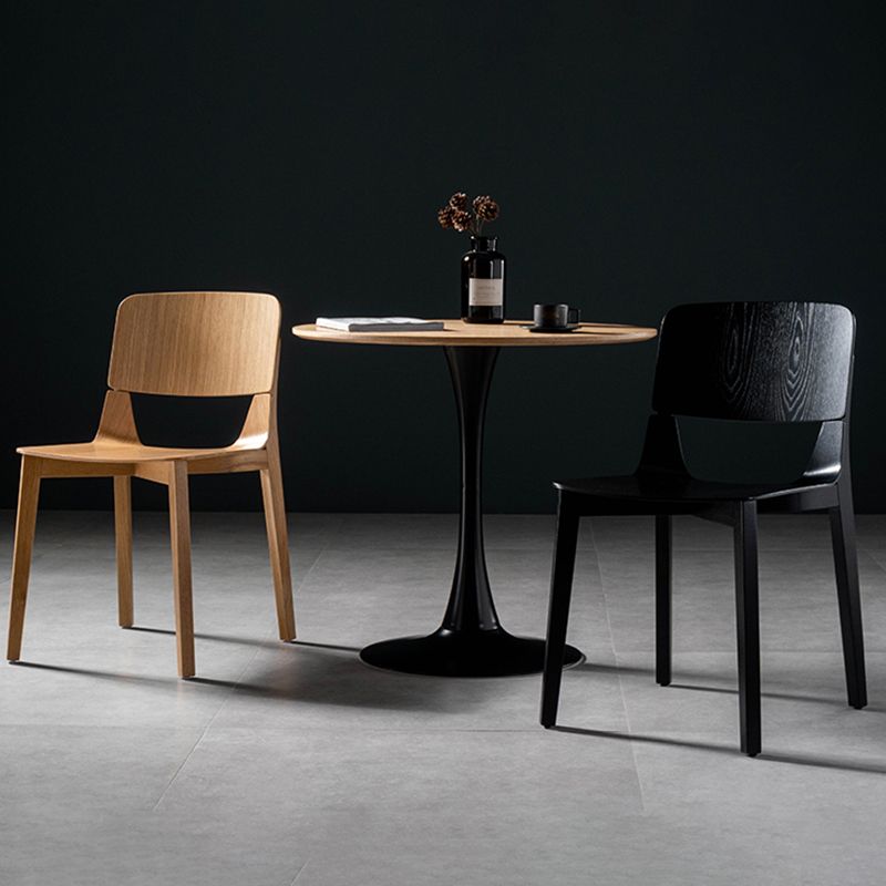 Silla de comedor de madera moderna con respaldo abierto, sillas laterales sin brazos para el hogar