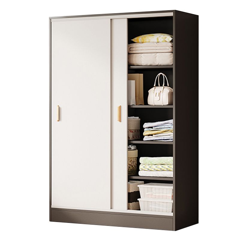 Contemporary Freestanding Wardrobe Armoire Wood Sliding Doors Wardrobe
