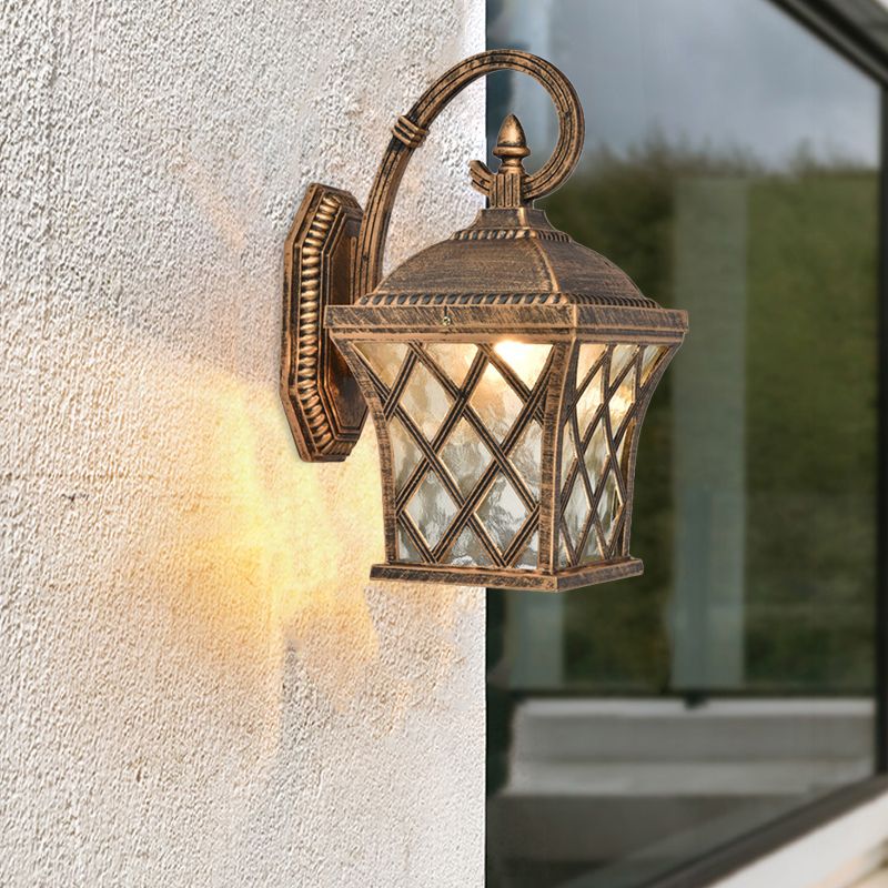 1 Glühbirdvogel -Wandbeleuchtungsideen rustikale Bronze Finish Clear Ripple Glass Wall Montage Lampe