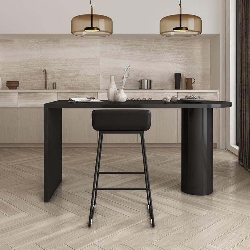 Modern 1/2 Pieces Bar Table Set Pine Wood Counter Table with High Stools for Dining Room