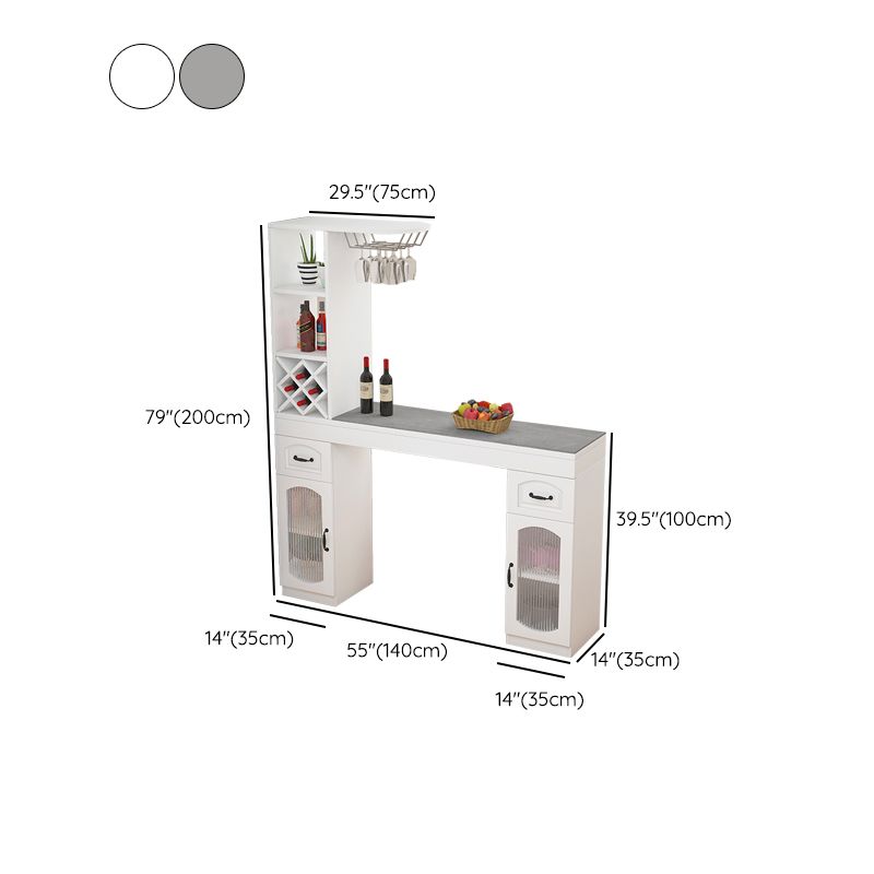 Contemporary Stone Rectangle Bar Height Table for Living Room