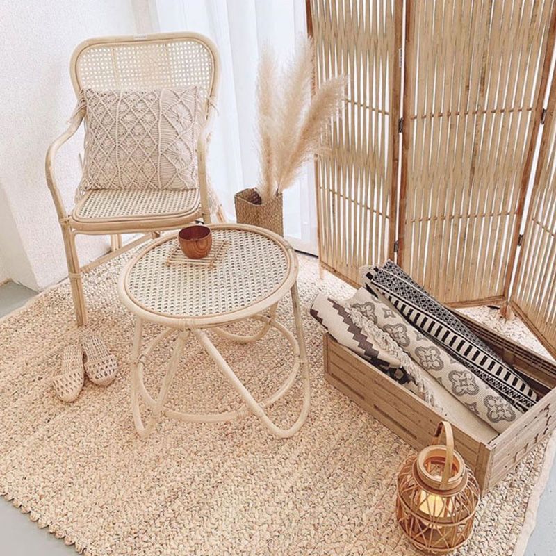20" Wide Tropical Rattan Dining Armchair Natural Outdoor Chair