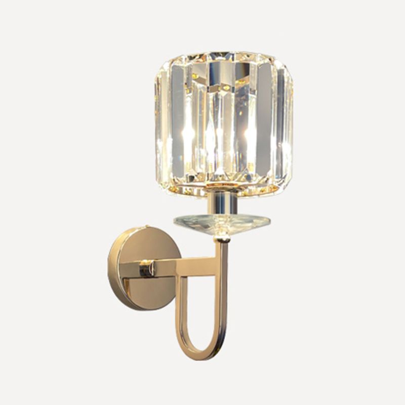 Modern Style Crystal Wall Light Geometric Wall Sconce in Gold for Living Room