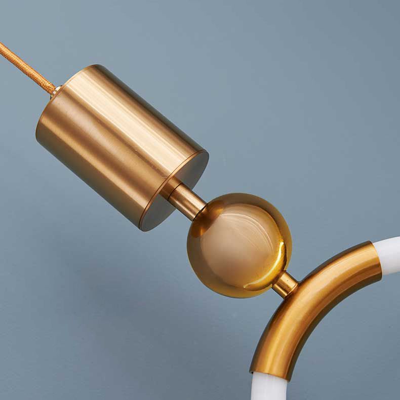 1-Light LED Circle Suspended Lighting Fixture Gold Pendant Light Kit for Bedroom