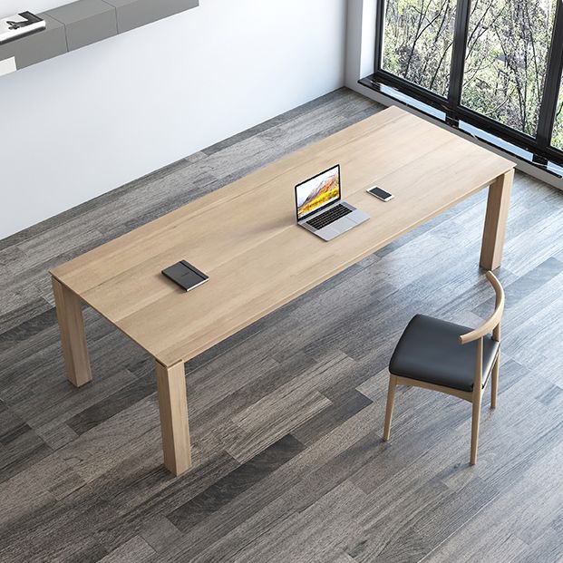 Rectángulo 4 patas Mesa de comedor de mediados de siglo Mesa fija de madera sólida para cocina