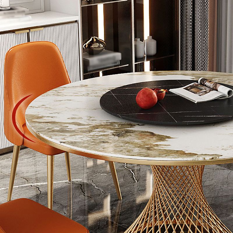 Traditional Luxury Round Stone Dining Table Pedestal Casual Dining Table