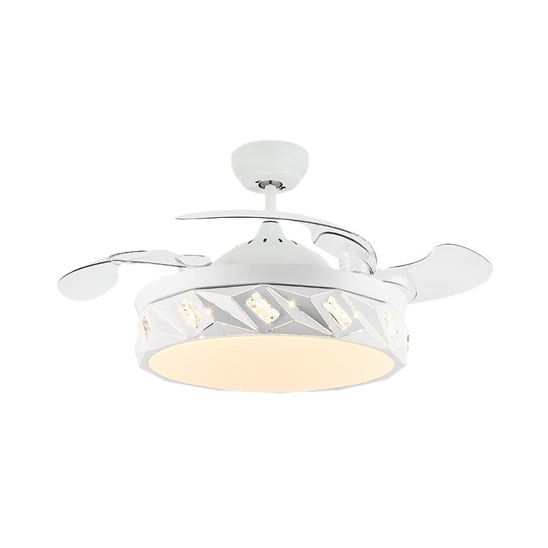 19,5 "W Geométrique de plafond Éclair LED MÉTAle moderne LED BLANC SEMI LAMPE MONT AVEC ACCENTEMENT DE CRISTAL ET 4 lames