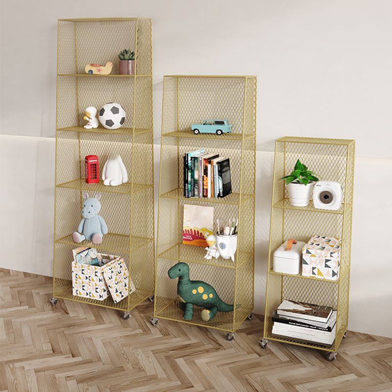 Urban Closed Back Bookshelf Metal Vertical Bookcase for Living Room