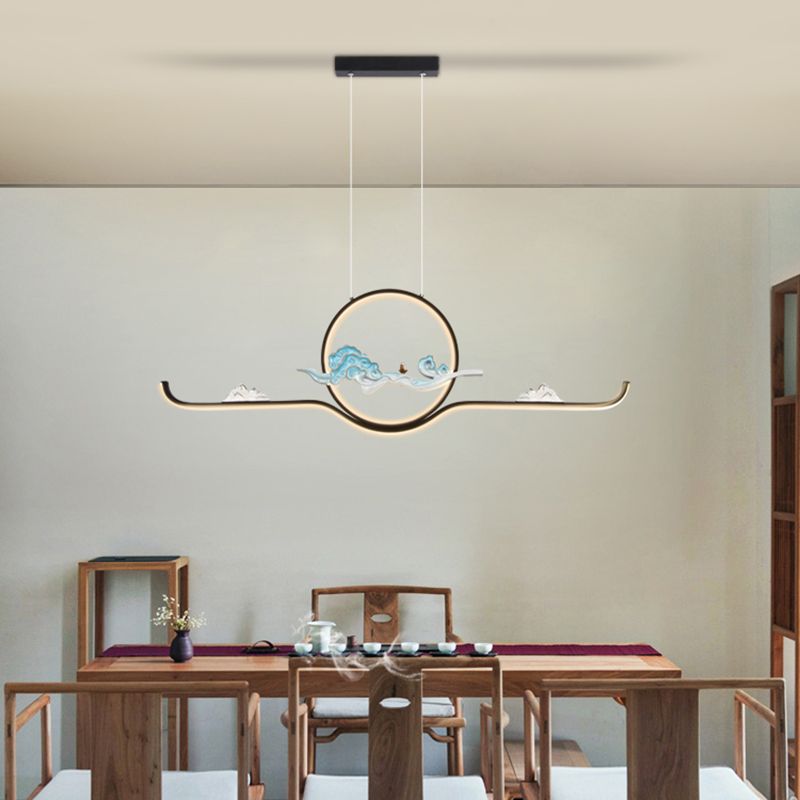 Luces de la isla de forma lineal Luces de estilo contemporáneo 2 accesorios de iluminación colgante de luz