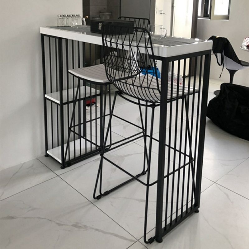 Rectangle Solid Wood Bar Table Set Luxurious 1/2/3 Pieces Counter Table with High Stools