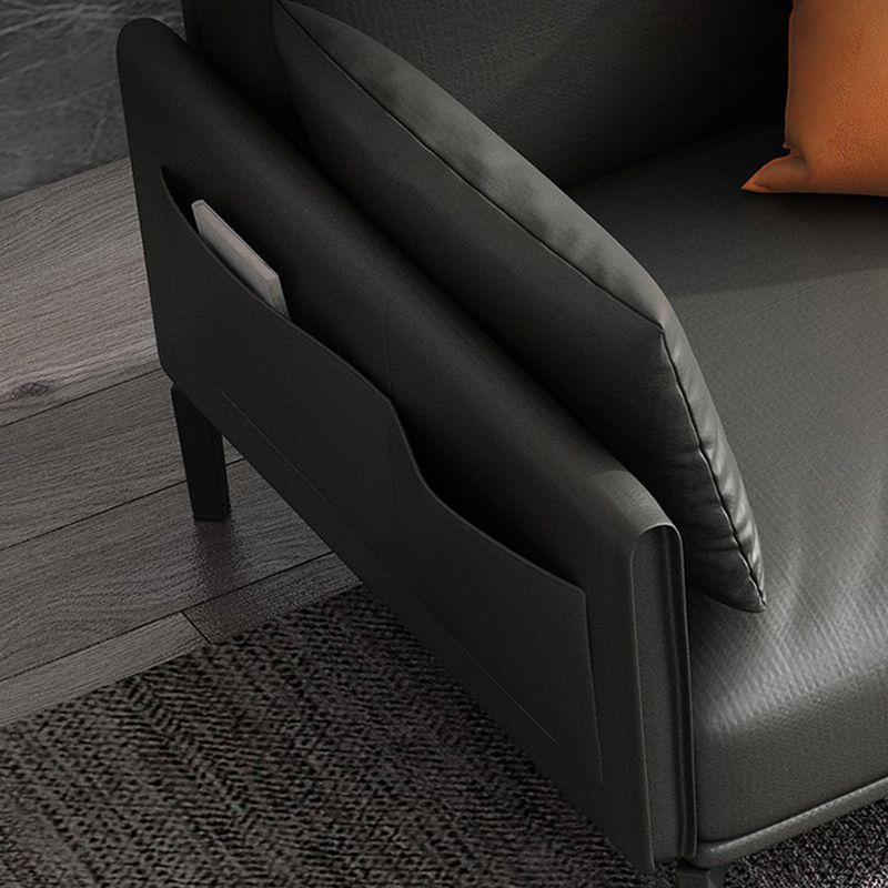 Contemporary Leather Sofa in Gray Loose Back for Living Room