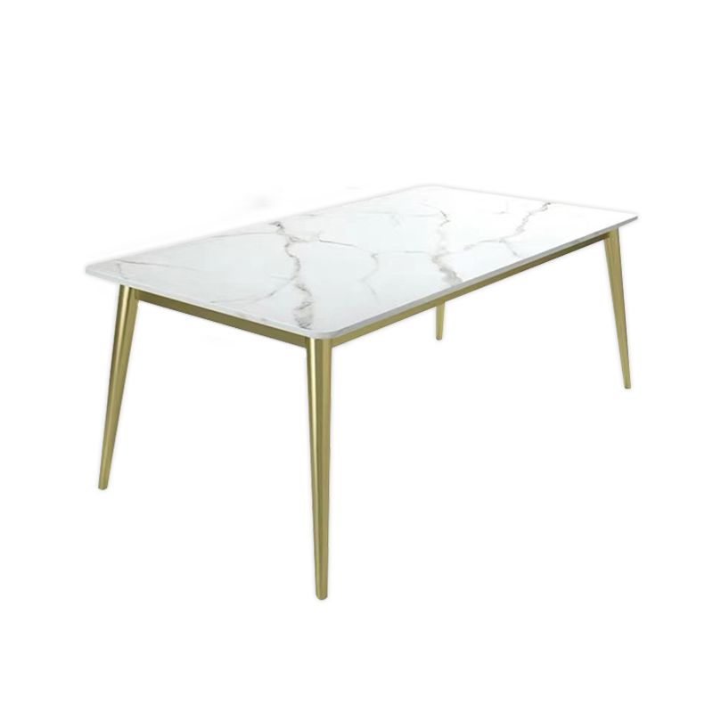 Scandinavian Style Sintered Stone Dining Table Set White Rectangle Home Use Dining Set