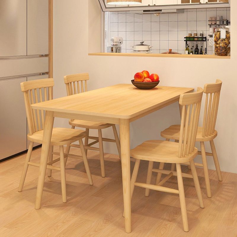 Minimalist Rubberwood Table and Chair Set 1/2/5/7 Pieces Rectangular Dining Table Set