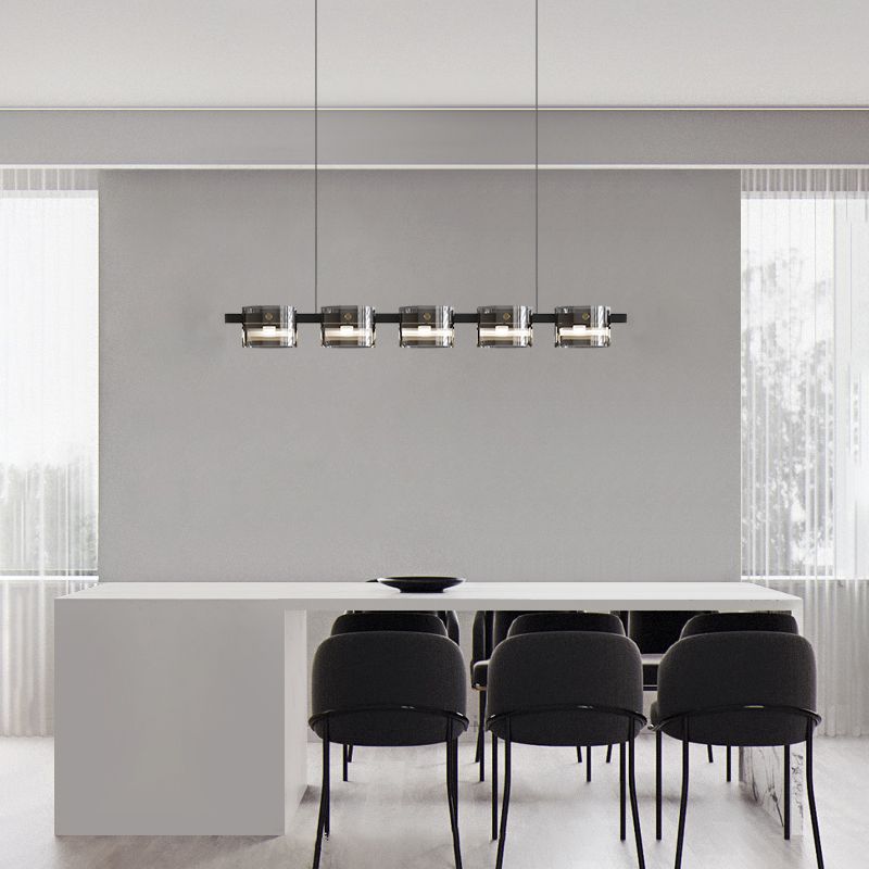 Lámpara de iluminación lineal de lámpara de araña colgante moderna luz colgante en negro