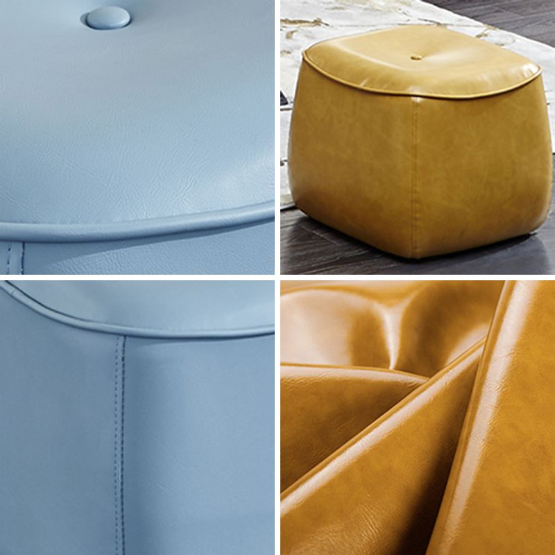Contemporary Rectangle Shape Pouf PU Leather Upholstered Ottoman