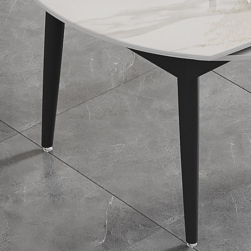 Modern Style Sintered Stone Dining Table Rectangle Table with Black Legs for Home