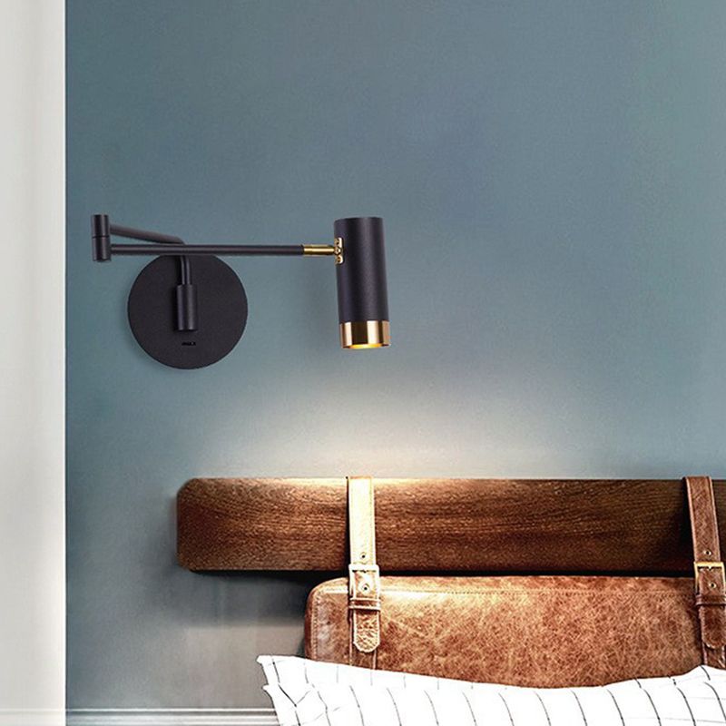 Black/White Single Contemporary Wall Mounted Sconce Metal Wall Light
