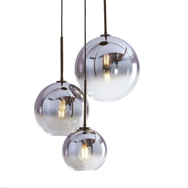 Glass Globe Pendant Light in Modern Artistic Style Electroplate Iron Hanging Lamp
