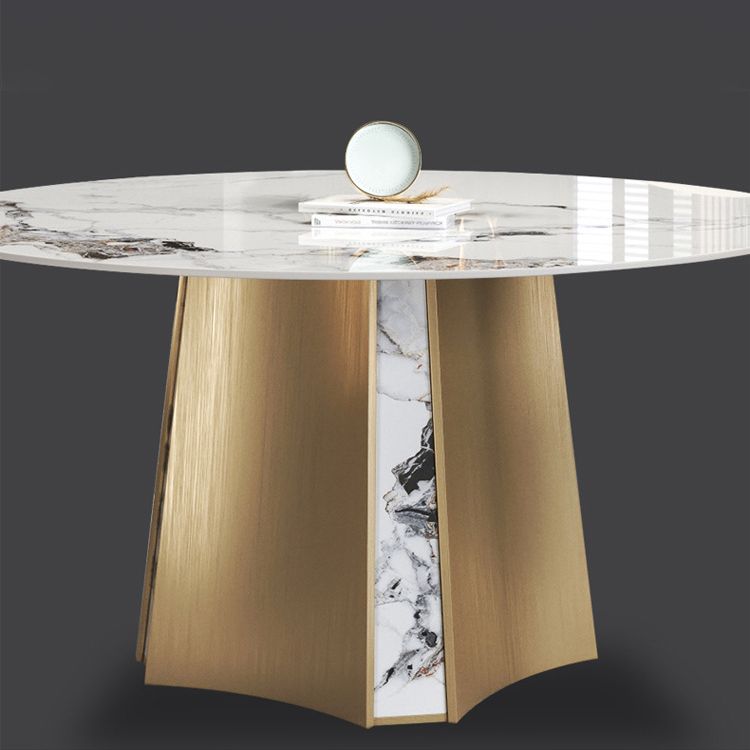 Modern Dining Sintered Stone Table Dining Round Table with Metal Legs for Home Use