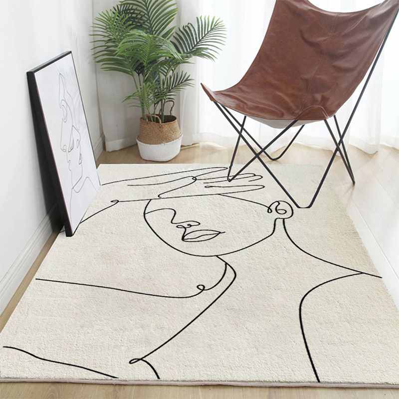 Abstrakter Mann Zeichnung Linie Teppichpolyester Teppich Färbung Resistent Anti-Schlupfteppich für Raum