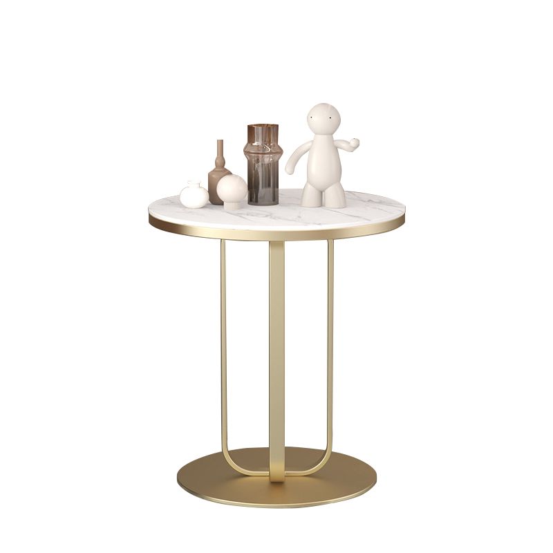 Modern Round Side Table 21.5" Tall Pedestal End Table in White