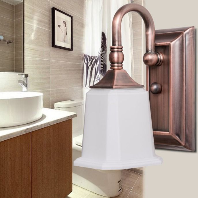 Glass Vanity Light Modern Style Mirror Front Light with Glass Shade for Bathroom