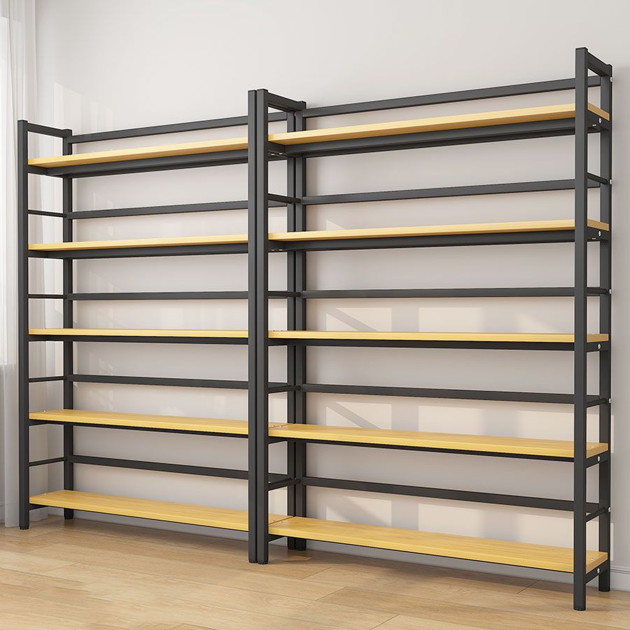 Modern Style Bookshelf Black Metal Frame Bookcase for Office