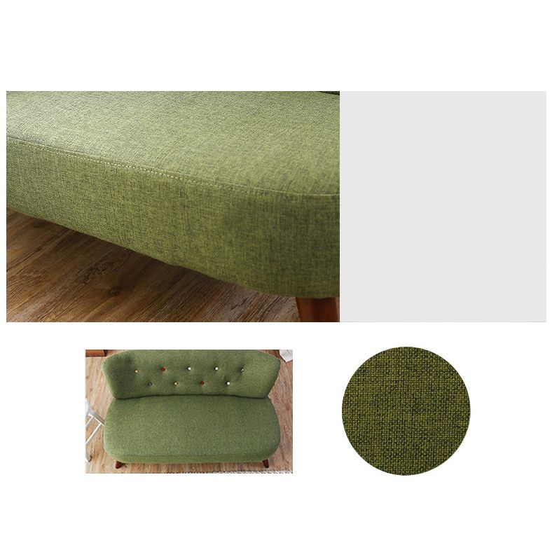 Contemporary Cotton Armless Sofa with Tufted Back and Solid Wood Legs