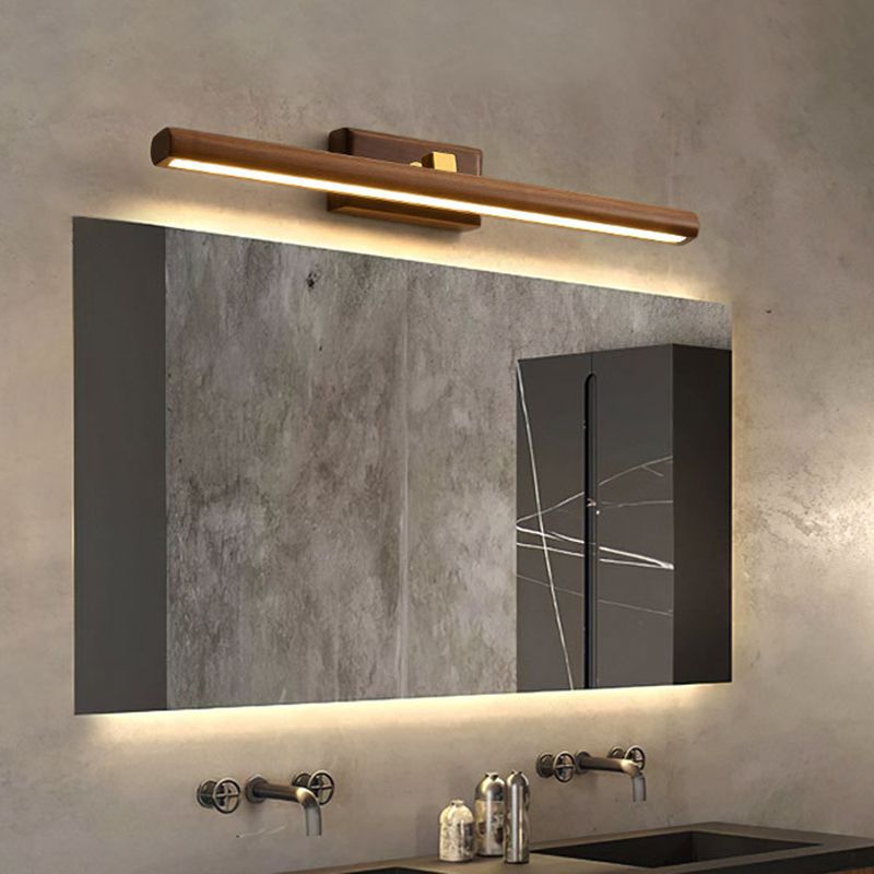Estilo nórdico de pared lineal pared mate acrílico batio led tocador de tocador en madera oscura