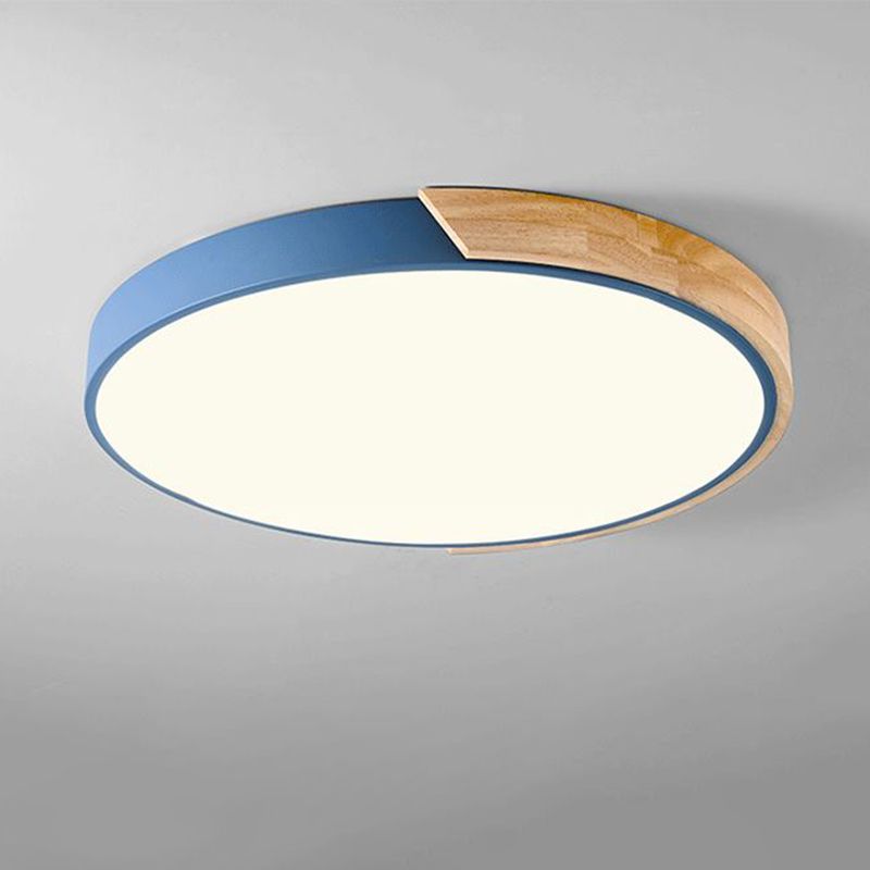 Metal Circular Flush Mount Light Fixture Macaron Style LED Flush Ceiling Light Fixture