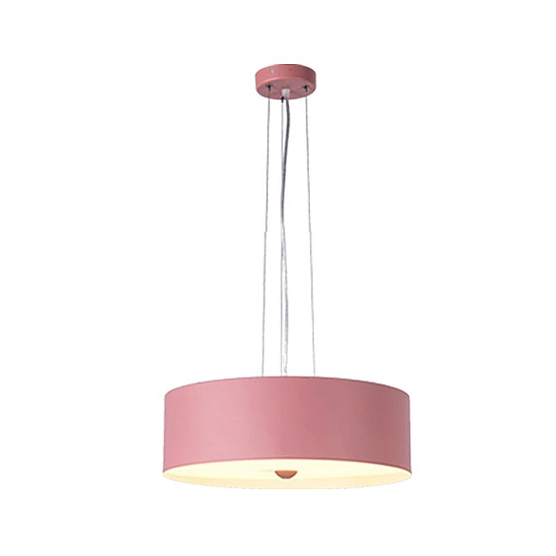 Kit de lampe suspendue en métal de tambour contemporain 11 «/ 15» / 18 "de large 1 pendentif suspension léger en rose