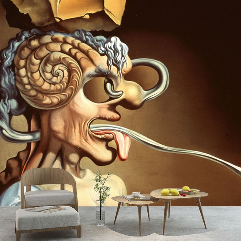 Surreal Portrait of Picasso Mural Decal Brown Bedroom Wall Decor, Made to Measure