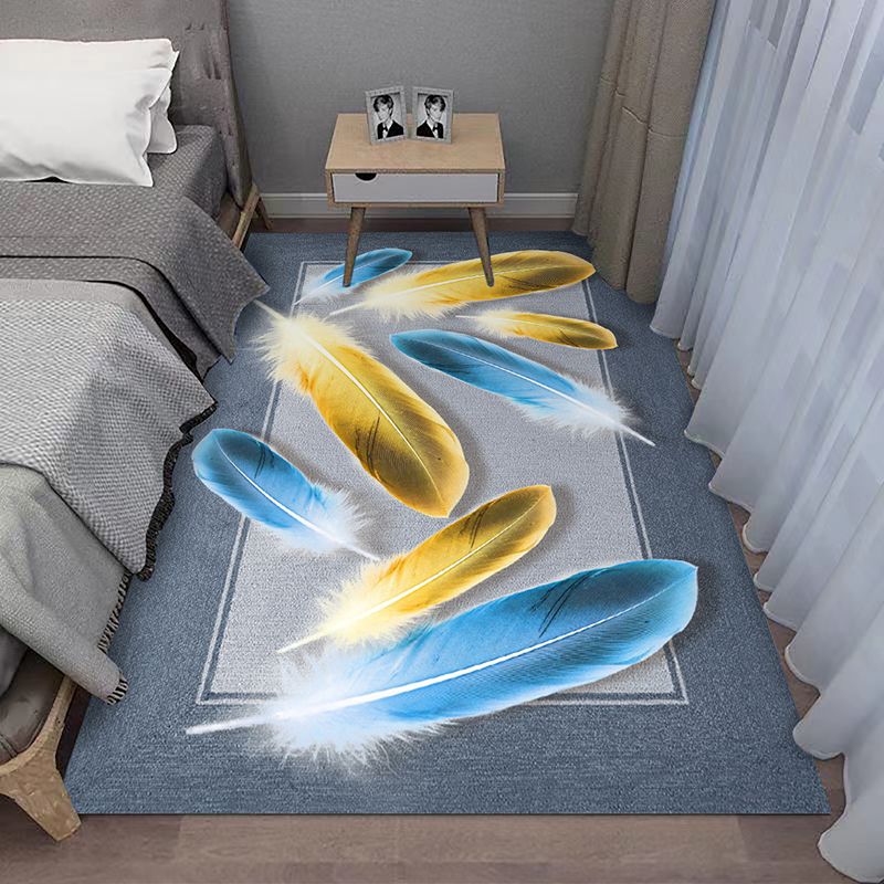 Contemporary Plant Rug Area Carpet Anti-Slip Washable Rug for Living Room