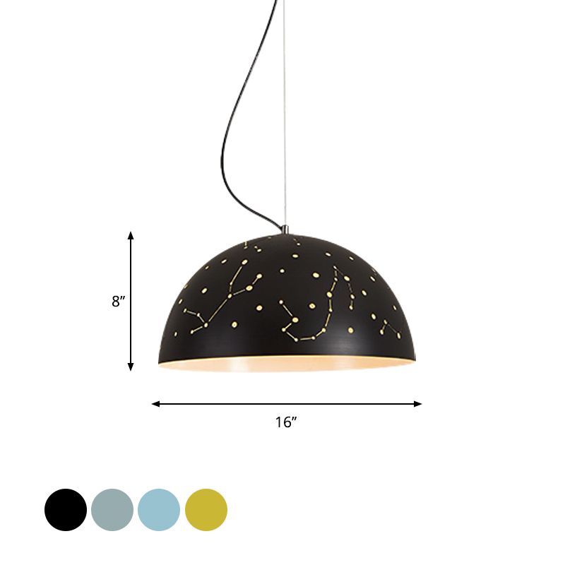 Semisphere metalen hangend plafondlicht minimalistisch 1 lichtblauw/groen/gele hanglamp