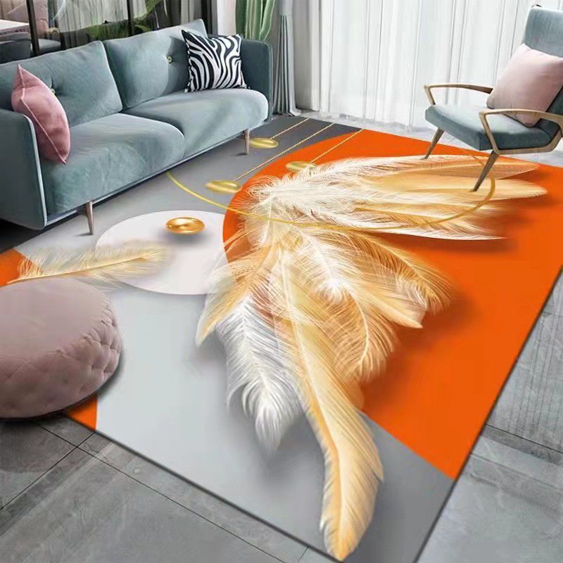 Gold Modern Indoor Rug Polyester Deer Area Rug Stain Resistant Rug for Living Room