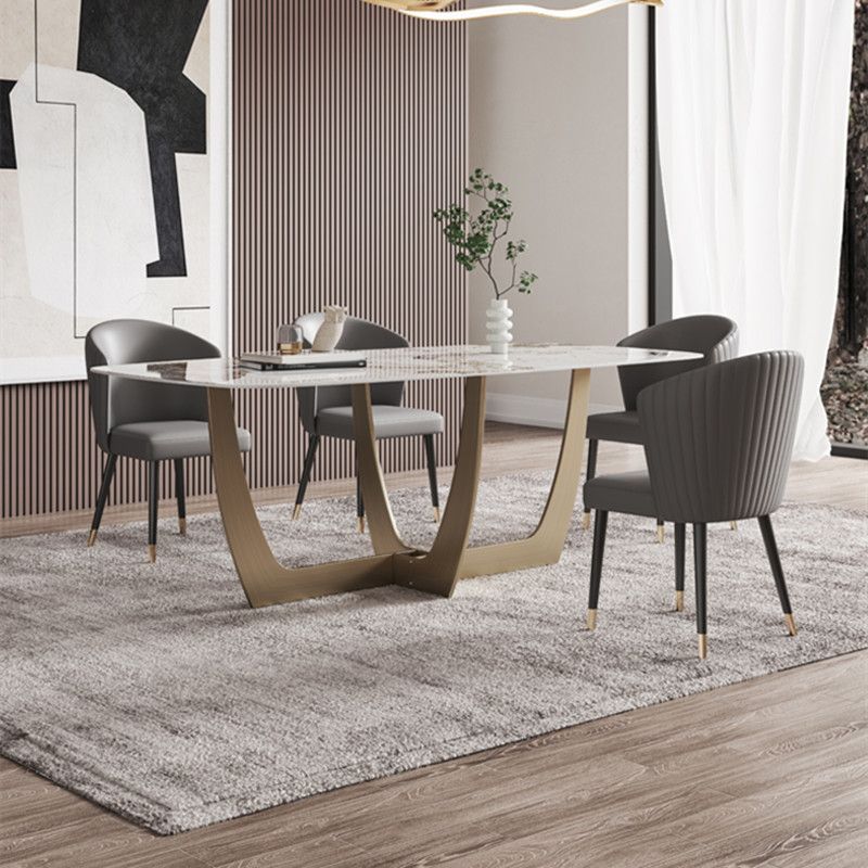 Nordic Glam Style Sintered Stone Round Table Set 1/5/6 Pieces Dining Set
